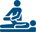 graphic, blue, physical therapy, therapist moving patients legs